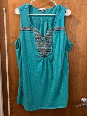 🐻Size 1X - Fourteenth Place - Turquoise Sleeveless Pullover